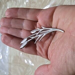 Pewter Brooch Pin Lovell Designs Signed "Windswept" Cattails